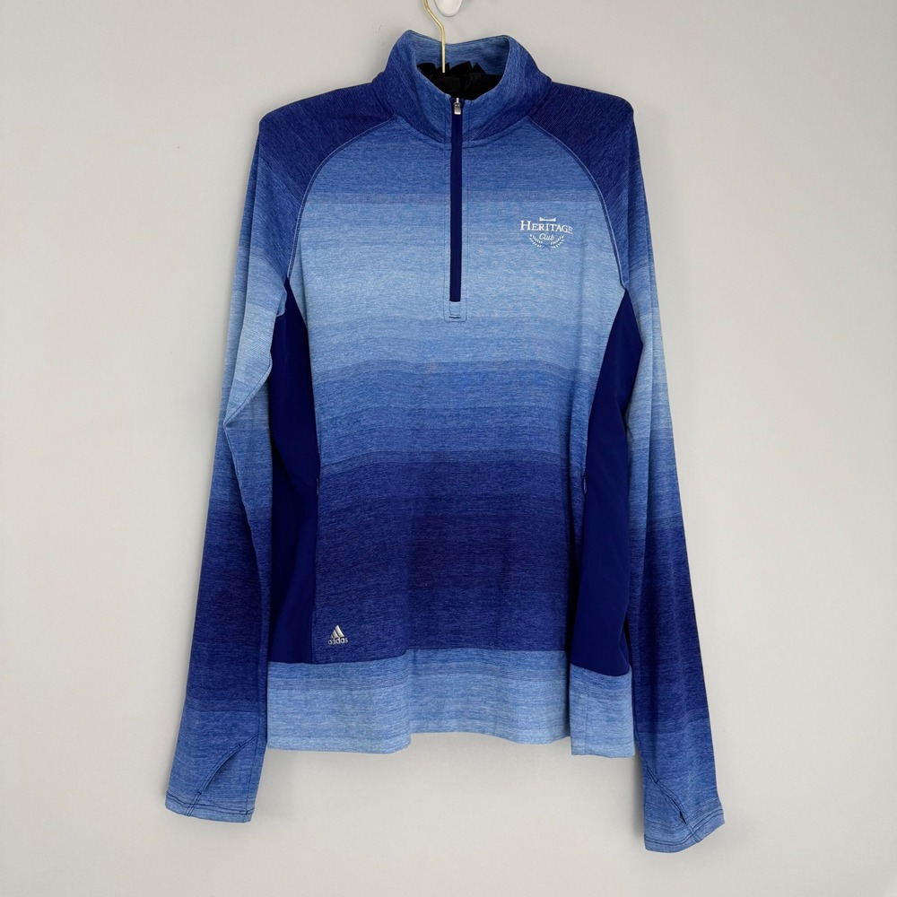 Adidas Golf Heritage Club Pullover Women's L Blue Ombre 1/4 Zip‎ Long Sleeve